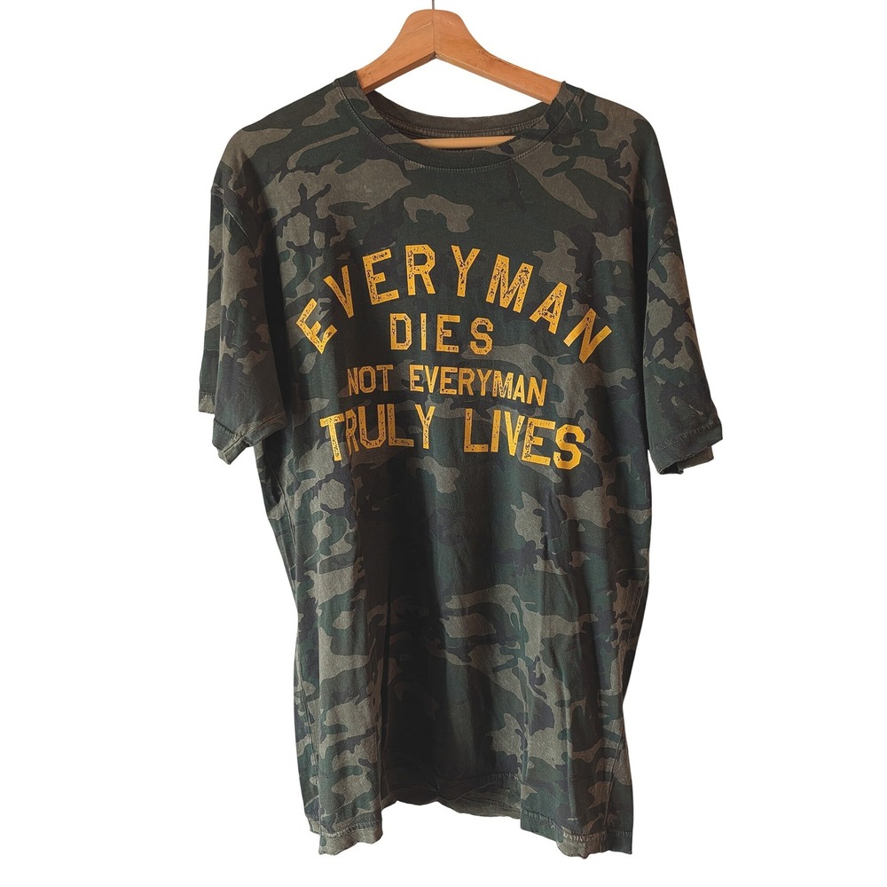 Affliction T-Shirt Mens XL Green Camo Everyman Truly Lives Graphic Made in USA